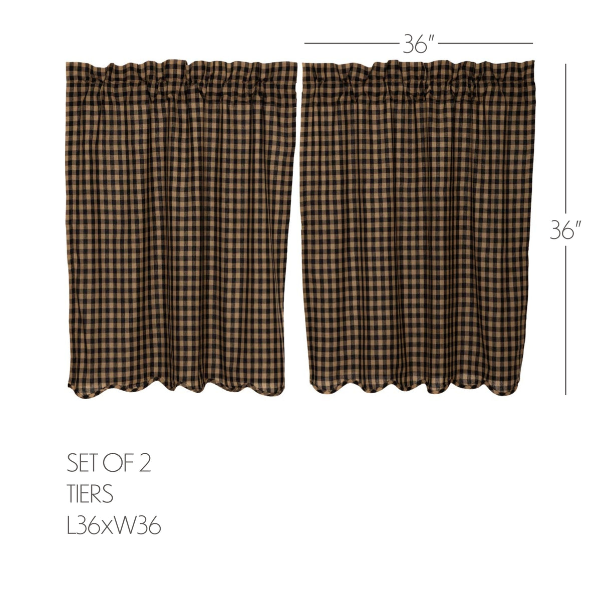 Black Check Curtain Set