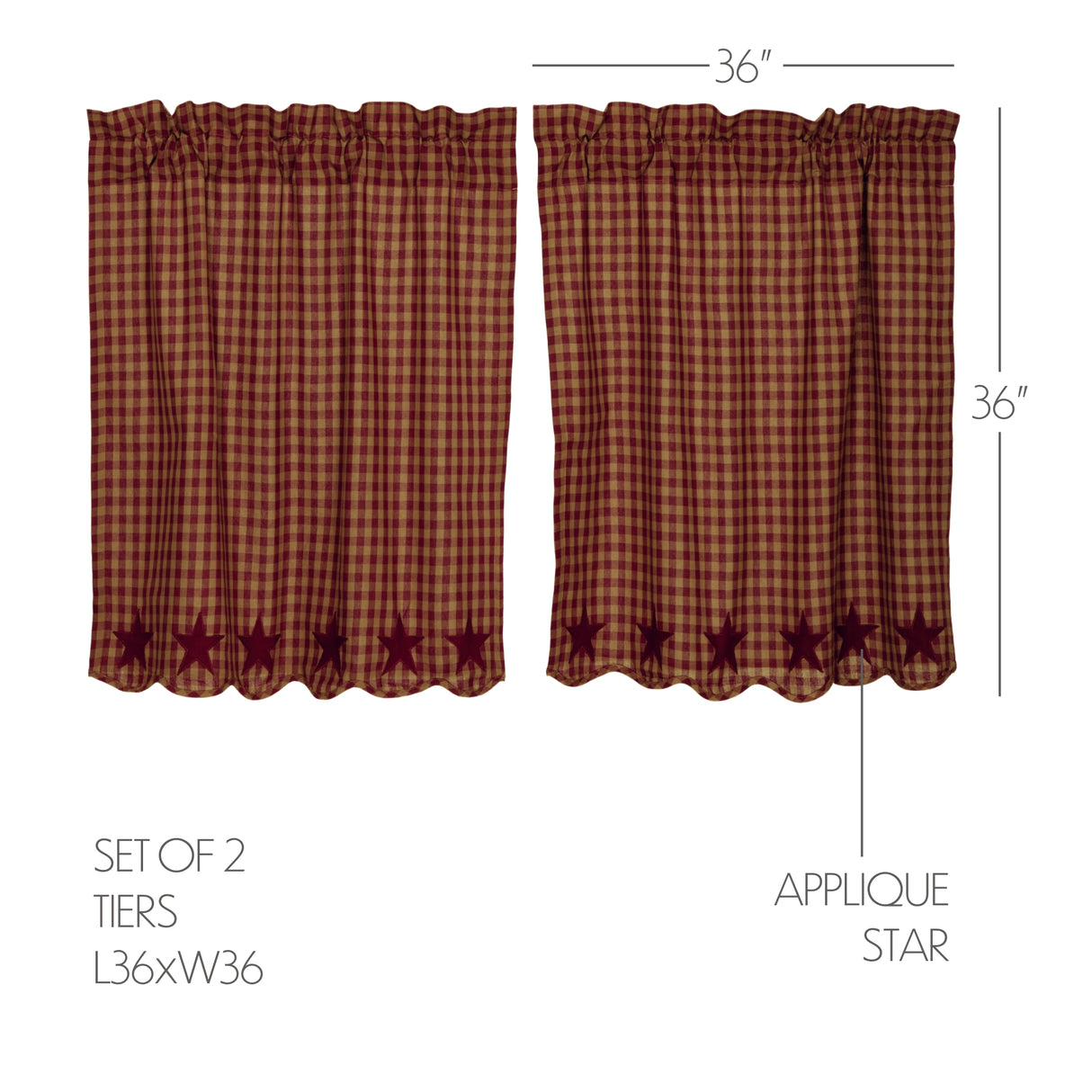 Burgundy Star Curtain Set