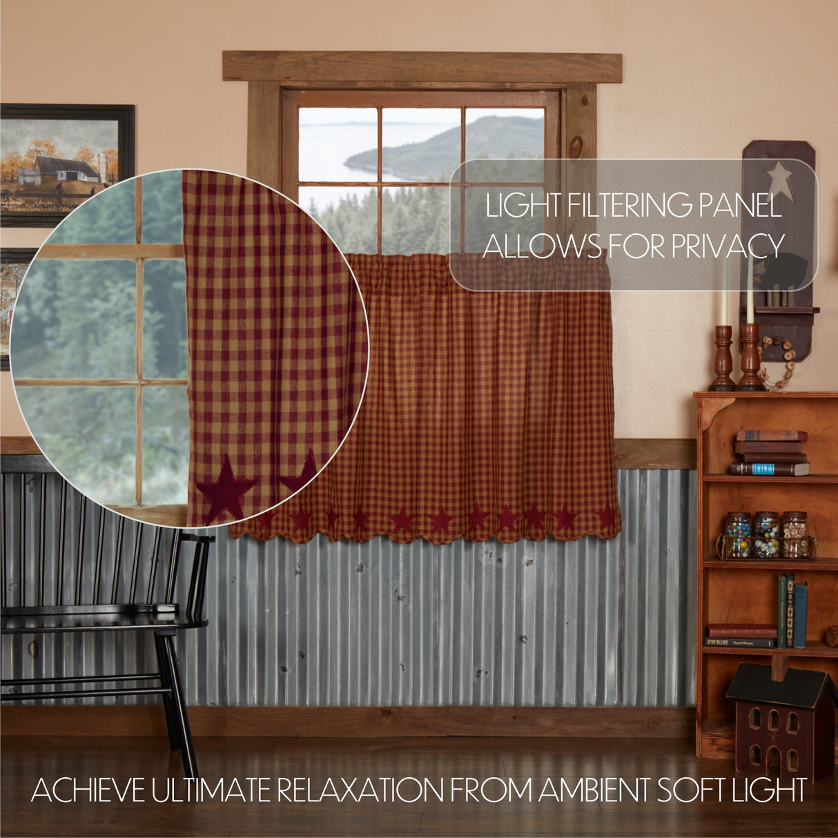 Burgundy Star Curtain Set