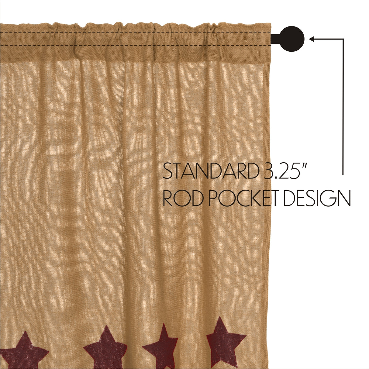 Burlap Natural with Star Curtain Set