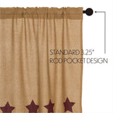 Burlap Natural with Star Curtain Set