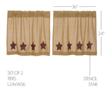 Burlap Natural with Star Curtain Set