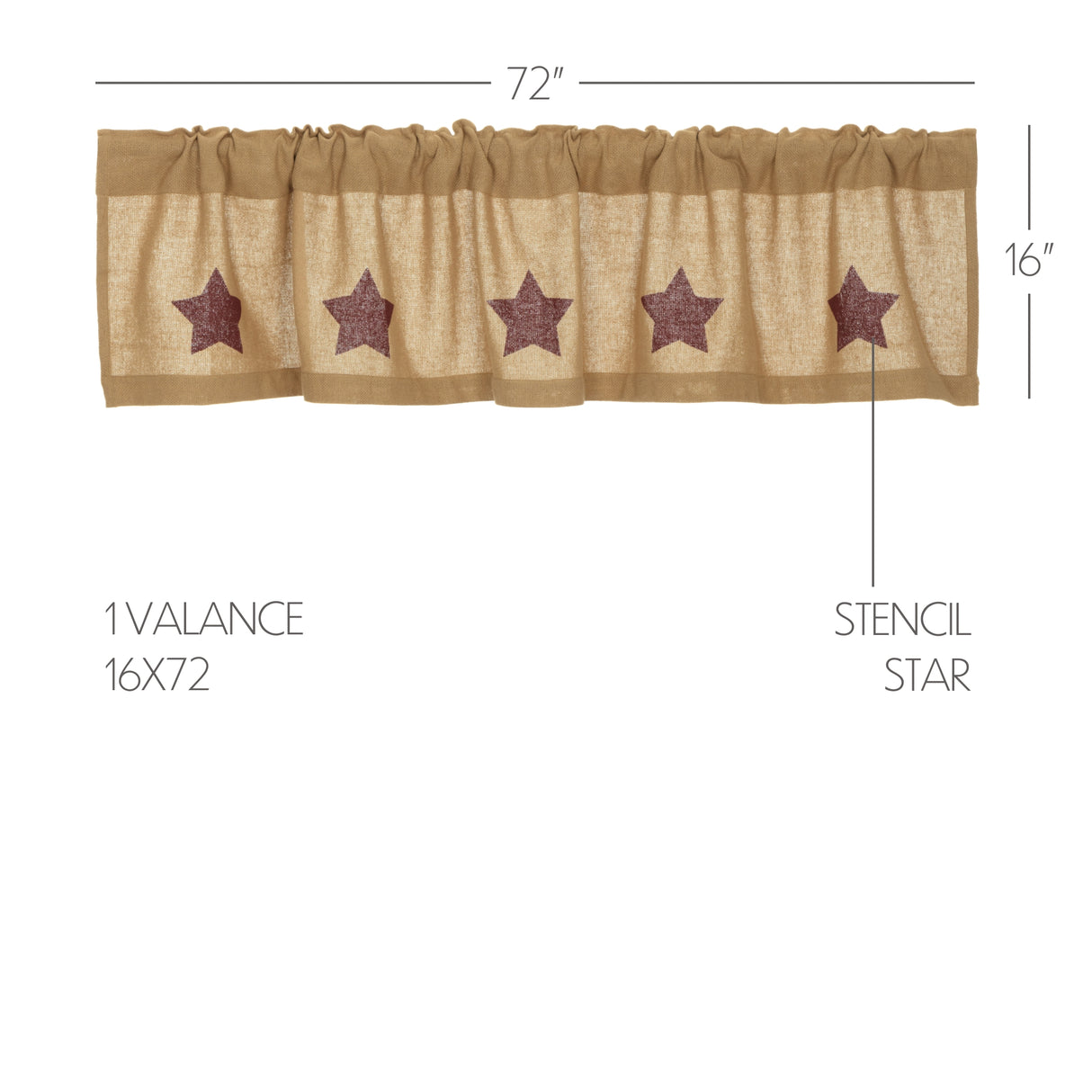 Burlap Natural with Star Curtain Set