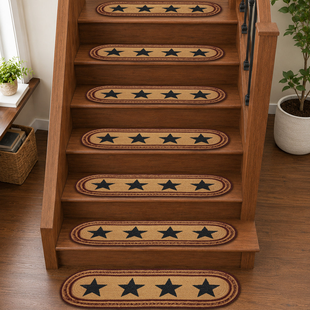 Potomac Jute Stair Tread Stencil Stars Oval Latex 8.5x27, Set of 7