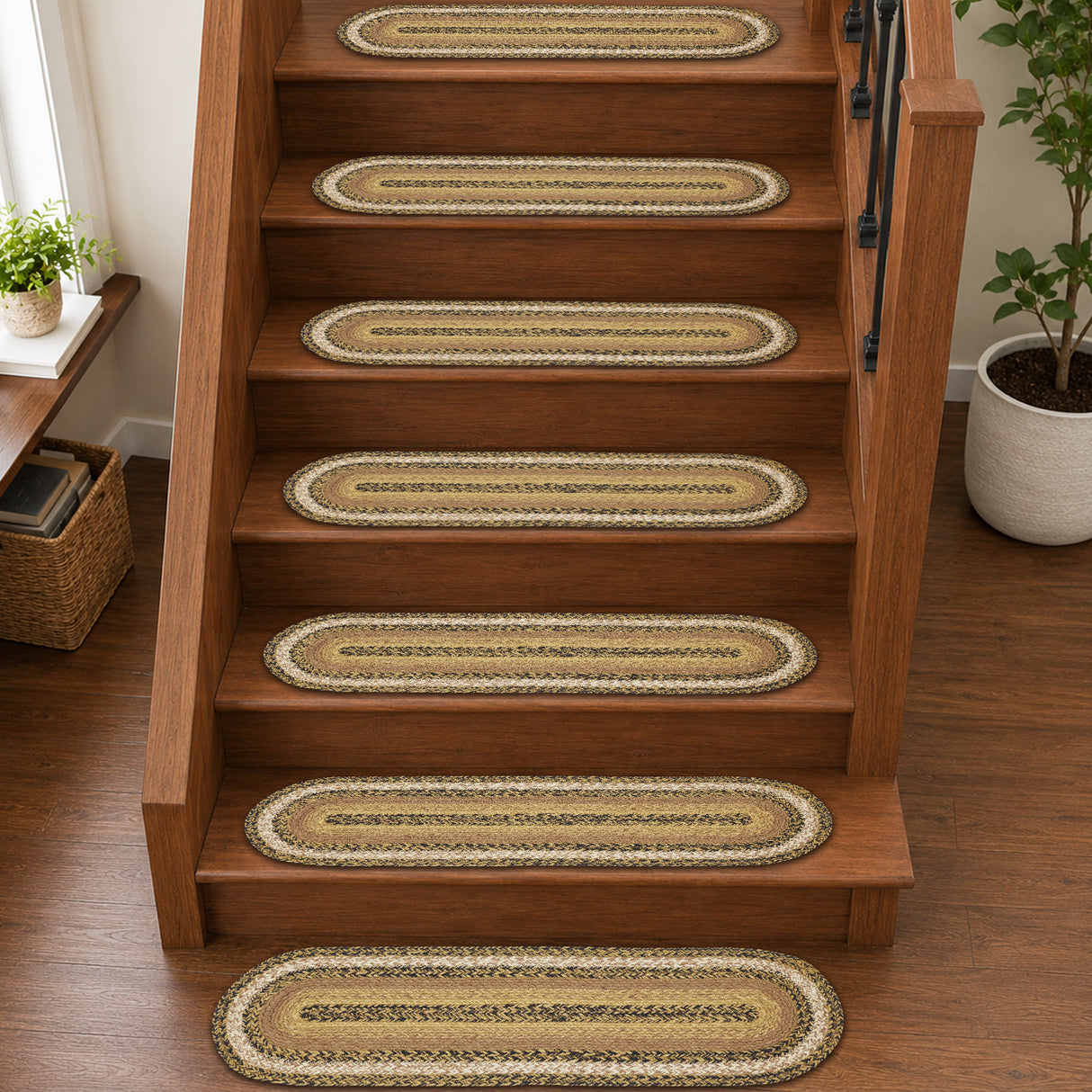 Kettle Grove Jute Stair Tread Oval Latex 8.5x27, Set of 7