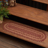 Burgundy Tan Jute Stair Tread Oval Latex 8.5x27, Set of 7