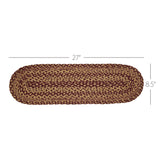 Burgundy Tan Jute Stair Tread Oval Latex 8.5x27, Set of 7