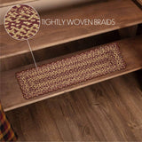 Burgundy Tan Jute Stair Tread Rect Latex 8.5x27, Set of 7
