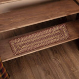 Burgundy Tan Jute Stair Tread Rect Latex 8.5x27, Set of 7
