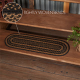 Black & Tan Jute Stair Tread Oval Latex 8.5x27, Set of 7