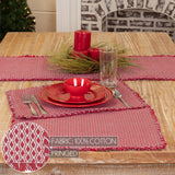 Tannen Deep Red 13x72 Table Runner & 6 pc 12x18 Placemat Set