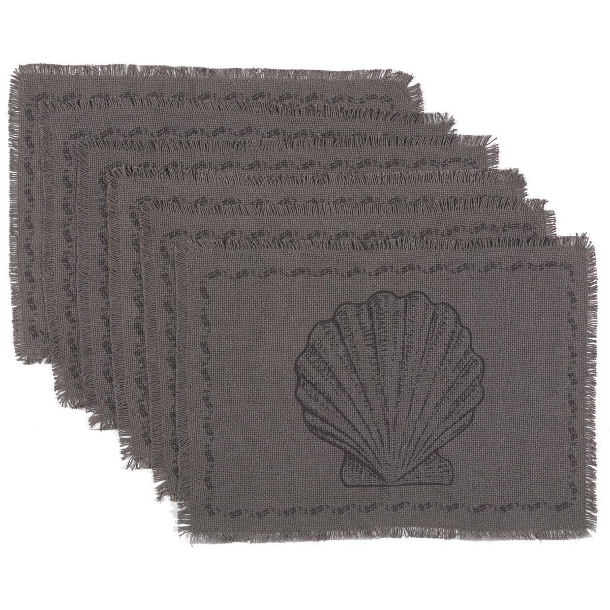 Sandy Grey Burlap Metal Grey 13x72 Table Runner & 6 pc 12x18 Placemat Set