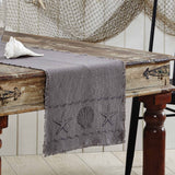 Sandy Grey Burlap Metal Grey 13x72 Table Runner & 6 pc 12x18 Placemat Set