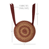 Burgundy Tan Jute Chair Pad 15 inch Diameter Set of 6