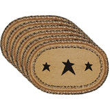 Kettle Grove Primitive Star Placemat Set of 6 Stenciled Oval Kitchen Table Decor 12"x18", 12 Pack