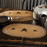 Kettle Grove Primitive Star Placemat Set of 6 Stenciled Oval Kitchen Table Decor 12"x18", 12 Pack