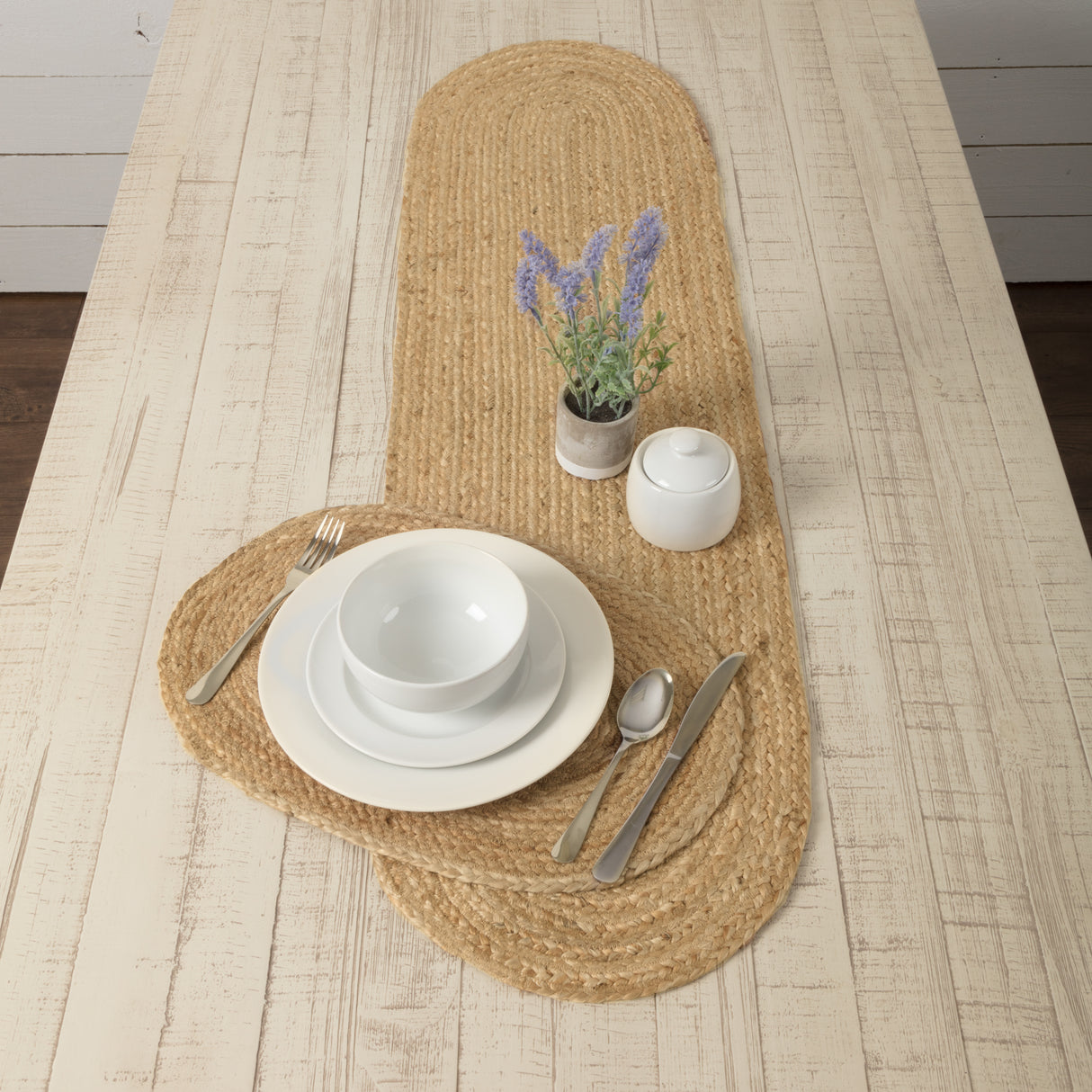 Jute Solid Color Textured Farmhouse Tabletop Kitchen Oval Placemat Set of 6, 12" x 18", Natural Tan 6 Count, 12 Pack