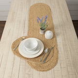 Jute Solid Color Textured Farmhouse Tabletop Kitchen Oval Placemat Set of 6, 12" x 18", Natural Tan 6 Count, 12 Pack