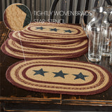 Potomac Star Textured Jute Primitive Tabletop Kitchen Stenciled Oval Placemat Set of 6, 12" x 18", Natural Tan, 12 Pack