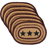 Potomac Star Textured Jute Primitive Tabletop Kitchen Stenciled Oval Placemat Set of 6, 12" x 18", Natural Tan, 12 Pack