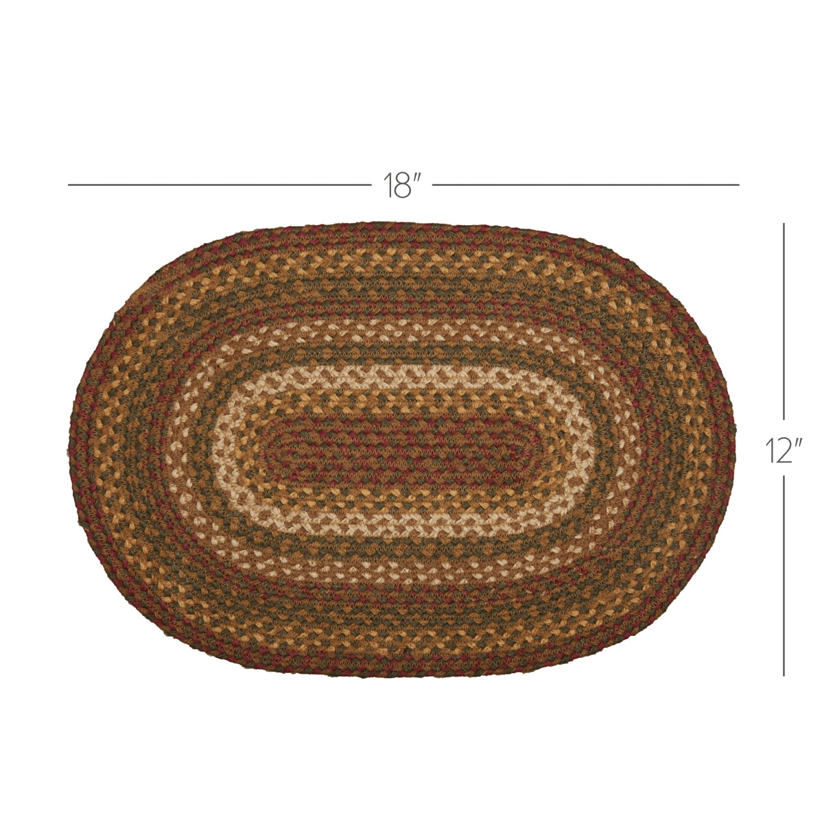 Tea Cabin Rustic Jute Green Textured Striped Oval Kitchen Placemat Set of 6 12"x18", 12 Pack