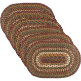 Tea Cabin Rustic Jute Green Textured Striped Oval Kitchen Placemat Set of 6 12"x18", 12 Pack