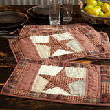Abilene Country Red Independence Day Patchwork Star Quilted Placemat Set of 6 12x18, 12 Pack