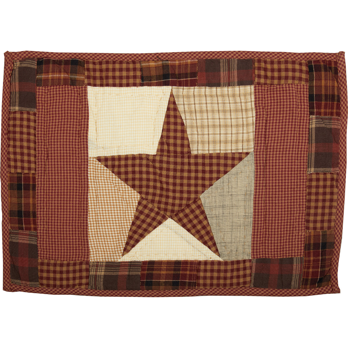 Abilene Country Red Independence Day Patchwork Star Quilted Placemat Set of 6 12x18, 12 Pack