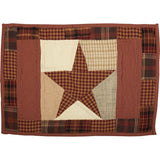 Abilene Country Red Independence Day Patchwork Star Quilted Placemat Set of 6 12x18, 12 Pack