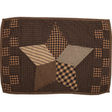 Farmhouse Star Cotton Primitive Tabletop Kitchen Hand Quilted Patchwork Placemat Set of 6, 12" x 18", Ebony Black, 12 Pack