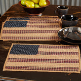 Patriotic Patch Kitchen Table Decor, Placemat Quilted Set of 6, Red, 12x18, 12 Pack