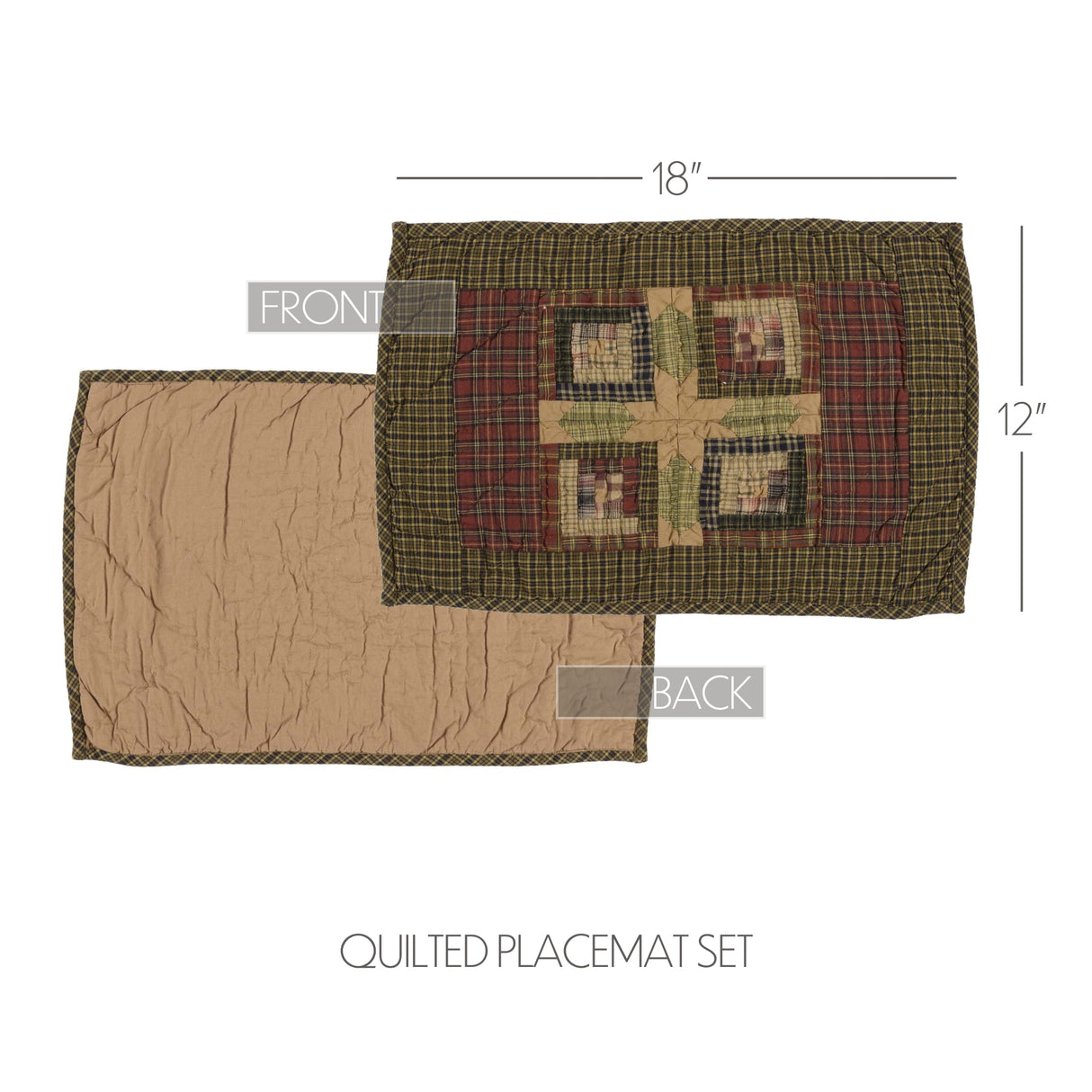 Tea Cabin Moss Green 13x72 Table Runner & 6 pc 12x18 Placemat Set