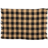 VHC Brands, Burlap Black Check, Cotton, 12x18, Fringed, Placemat, Set of 6, Black, 12 Pack