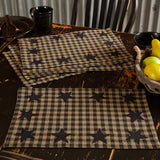 VHC Brands, Black Star, Cotton, 12x18, Placemat Set of 6, Black, 12 Pack