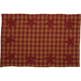 Star Cotton Primitive Tabletop Kitchen Appliqued Placemat Set of 6, Burgundy Red, 12 Pack