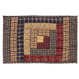 VHC Brands, Millsboro, Cotton, 12x18, Log Cabin, Block Quilted, Placemat Set of 6, Blue, 12 Pack