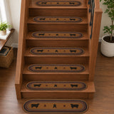 Heritage Farms Sheep Jute Stair Tread Oval Latex 8.5x27, Set of 7