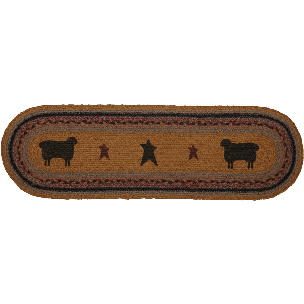 Heritage Farms Sheep Jute Stair Tread Oval Latex 8.5x27, Set of 7