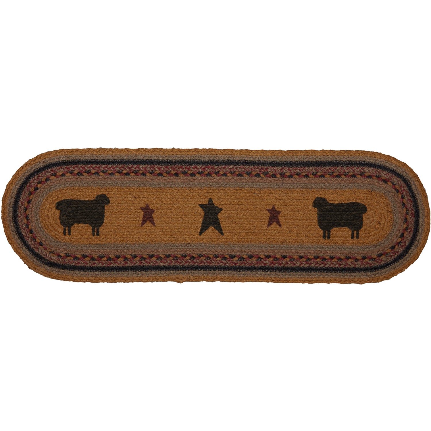 Heritage Farms Sheep Jute Stair Tread Oval Latex 8.5x27, Set of 15