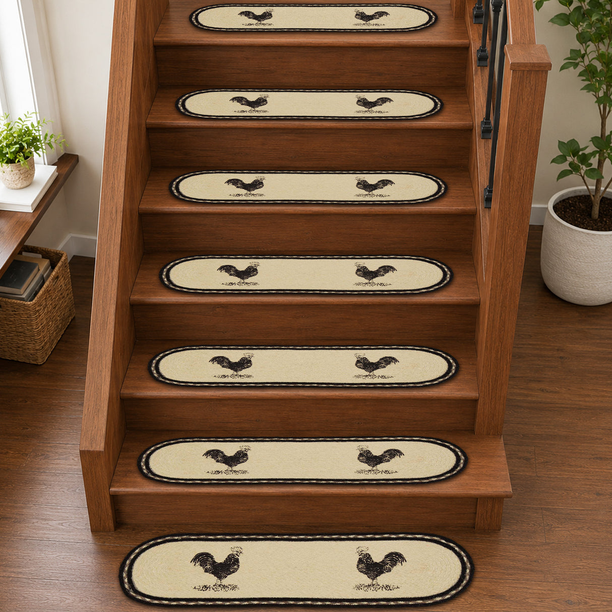 Sawyer Mill Charcoal Poultry Jute Stair Tread Oval Latex 8.5x27, Set of 7