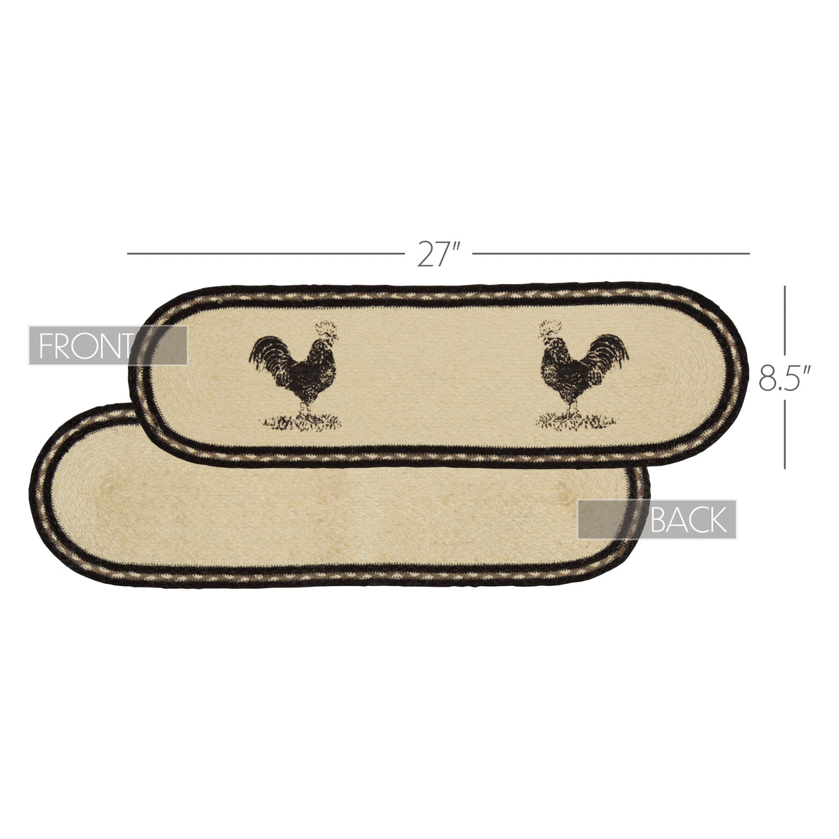 Sawyer Mill Charcoal Poultry Jute Stair Tread Oval Latex 8.5x27, Set of 7
