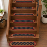 Liberty Stars Flag Jute Stair Tread Oval Latex 8.5x27, Set of 7