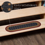 Liberty Stars Flag Jute Stair Tread Oval Latex 8.5x27, Set of 7
