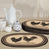 Placemats Sawyer Mill Charcoal Jute Farmhouse 12x18 Set of 6 Poultry, 12 Pack