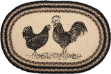 Placemats Sawyer Mill Charcoal Jute Farmhouse 12x18 Set of 6 Poultry, 12 Pack
