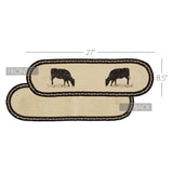 Sawyer Mill Charcoal Cow Jute Stair Tread Oval Latex 8.5x27, Set of 7