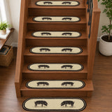 Sawyer Mill Charcoal Pig Jute Stair Tread Oval Latex 8.5x27, Set of 7