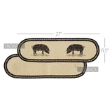 Sawyer Mill Charcoal Pig Jute Stair Tread Oval Latex 8.5x27, Set of 7