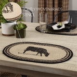 Placemats Sawyer Mill Charcoal Jute Farmhouse 12x18 Set of 6 Cow, 12 Pack