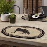 Placemats Sawyer Mill Charcoal Jute Farmhouse 12x18 Set of 6 Cow, 12 Pack